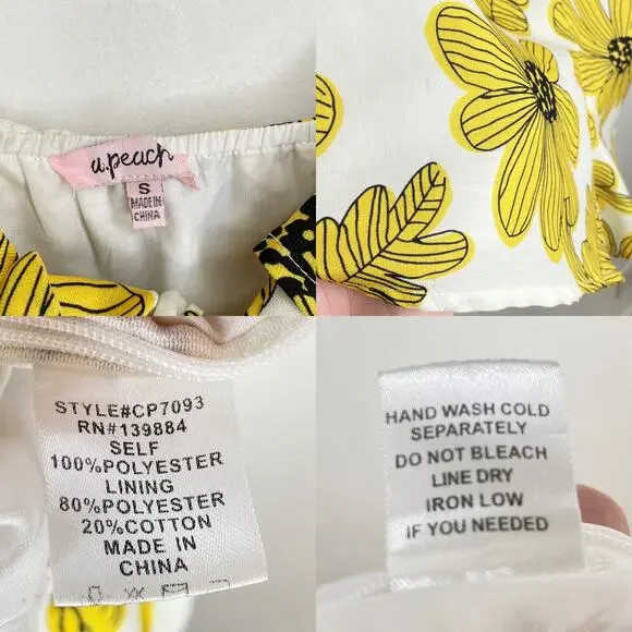 Nasty Gal Sleeveless Yellow Floral Daisy Print Ruffle Tie Front Romper Small - Picture 12 of 15